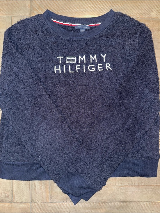 Tommy Hilfiger Sweaters - Vintage Tommy Hilfiger Navy fleece Crewneck Sweatshirt with Logo